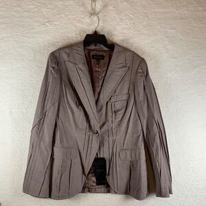 ESCADA Henna Pleated Belkisa Houndstooth Wool Hand Stitch Coat Blazer 46 NWT